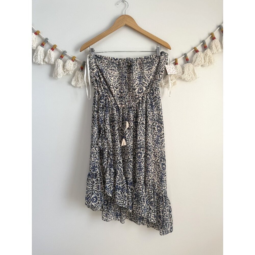 Free People Mosiac Asymmetric Safari Mini Dress Halter Tie Tea Combo Fairy NWT M